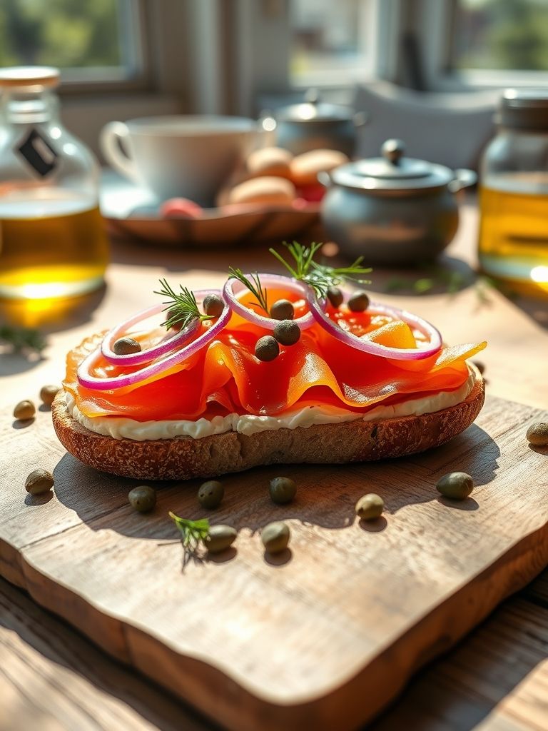 Smoked Salmon Bagel Sandwich